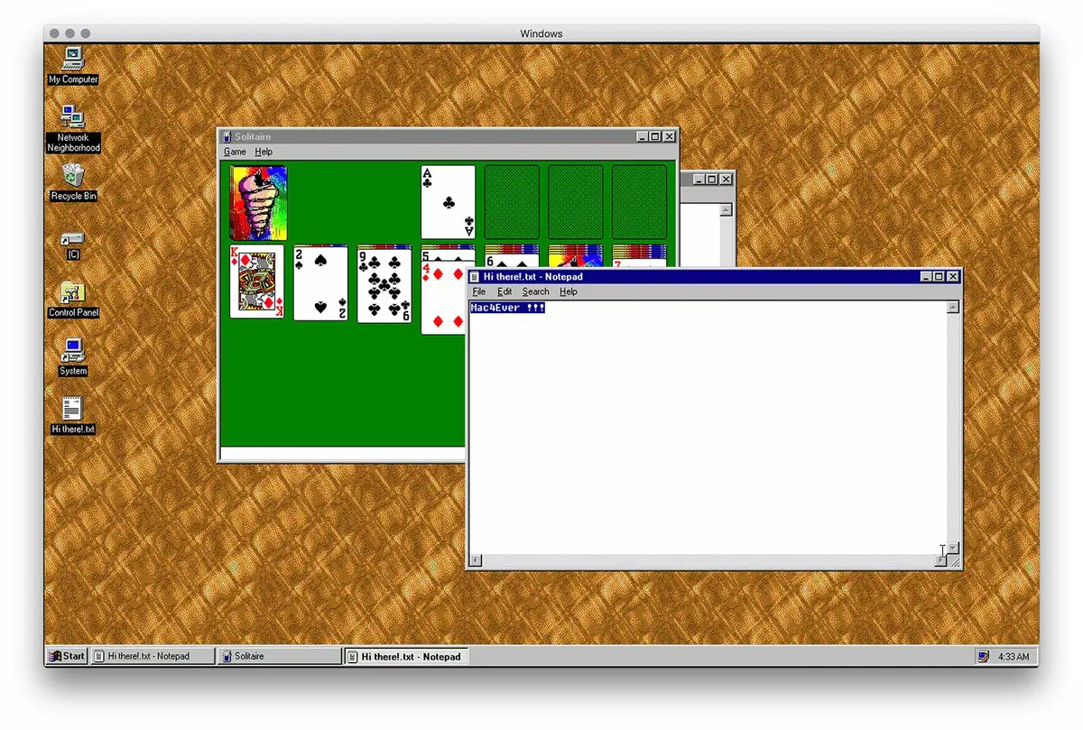 Un (mauvais) émulateur de Windows95 pour Mac mais une belle séquence de nostalgie