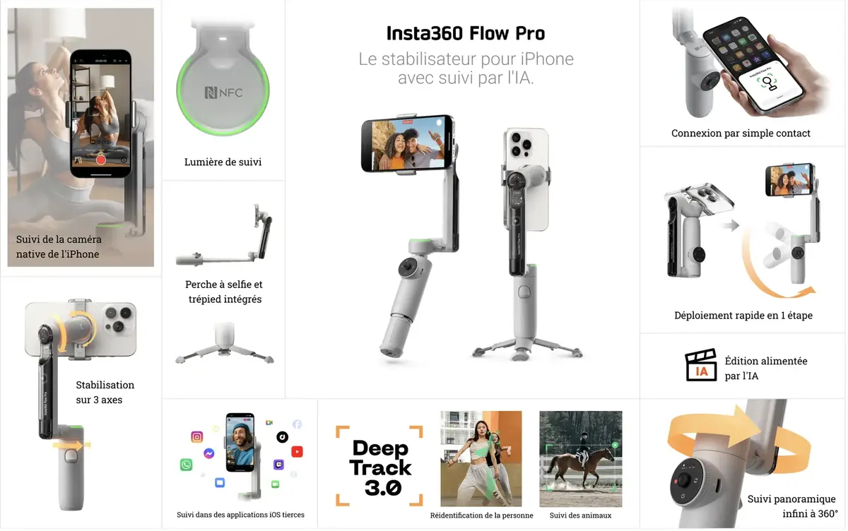 Le stabilisateur Insta360 Flow Pro suit automatiquement vos mouvements sur iPhone