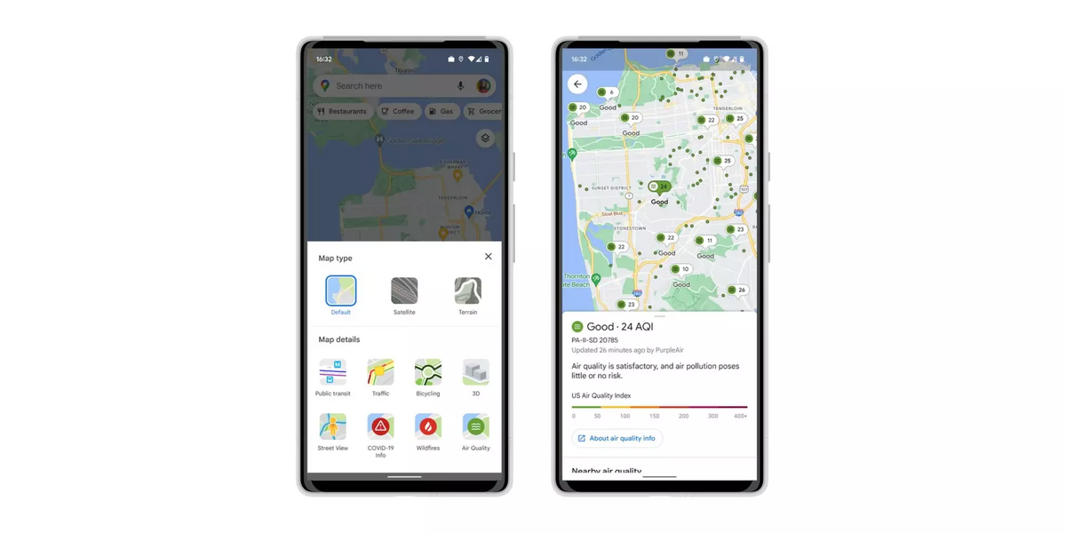 L'app Google Maps va afficher la qualité de l'air