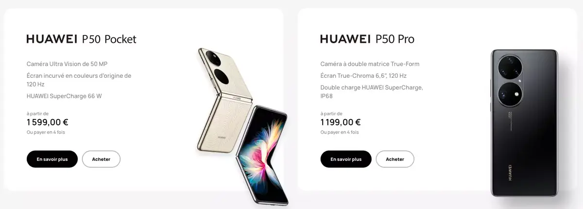 Huawei lance les P50 Pro/Pocket en France, en 4G et sans les services de Google