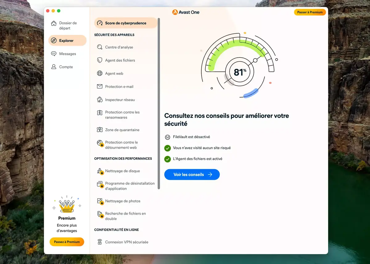 Interface antivirus avast one