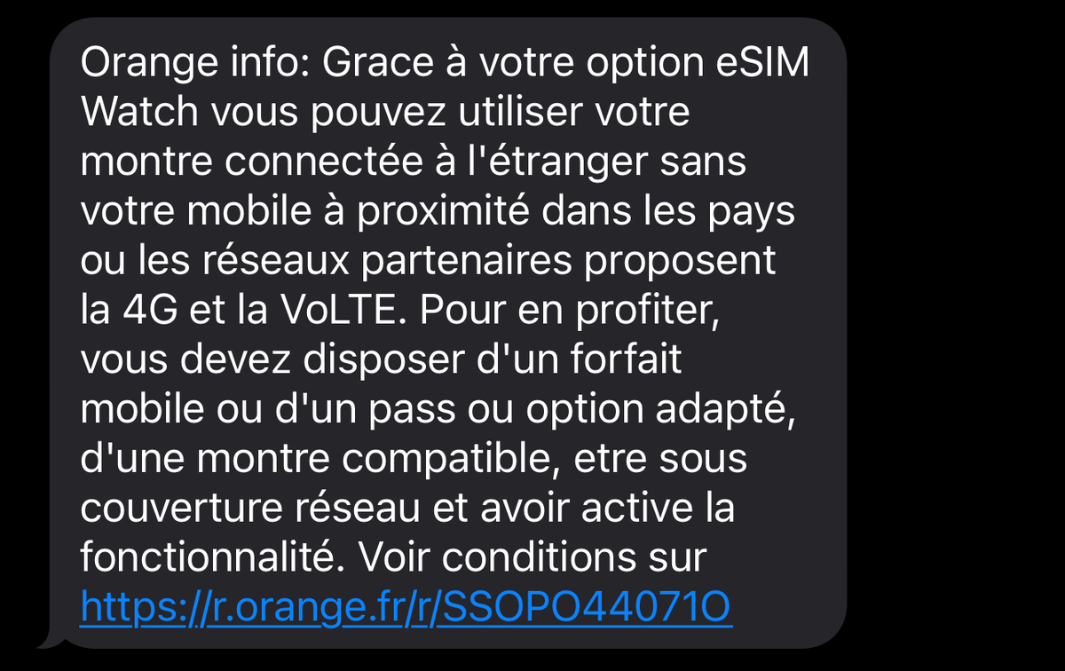 Le message envoyé aujourd'hui par Orange