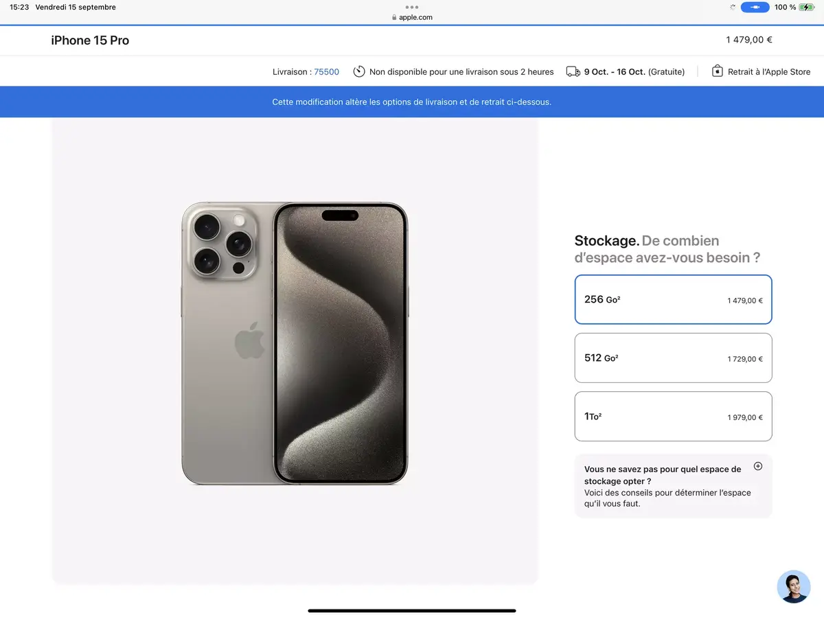 Les délais de livraison des iPhone 15 Pro Max s’allongent jusqu’en octobre !