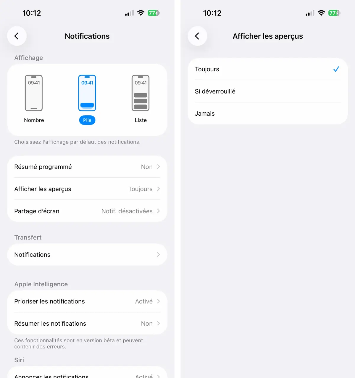La petite option &agrave; d&eacute;sactiver dans l'app R&eacute;glages