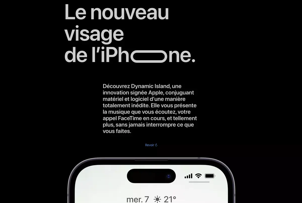 Apple a caché la double perforation (pilule + trou) de l’iPhone 14 Pro sur son site officiel !