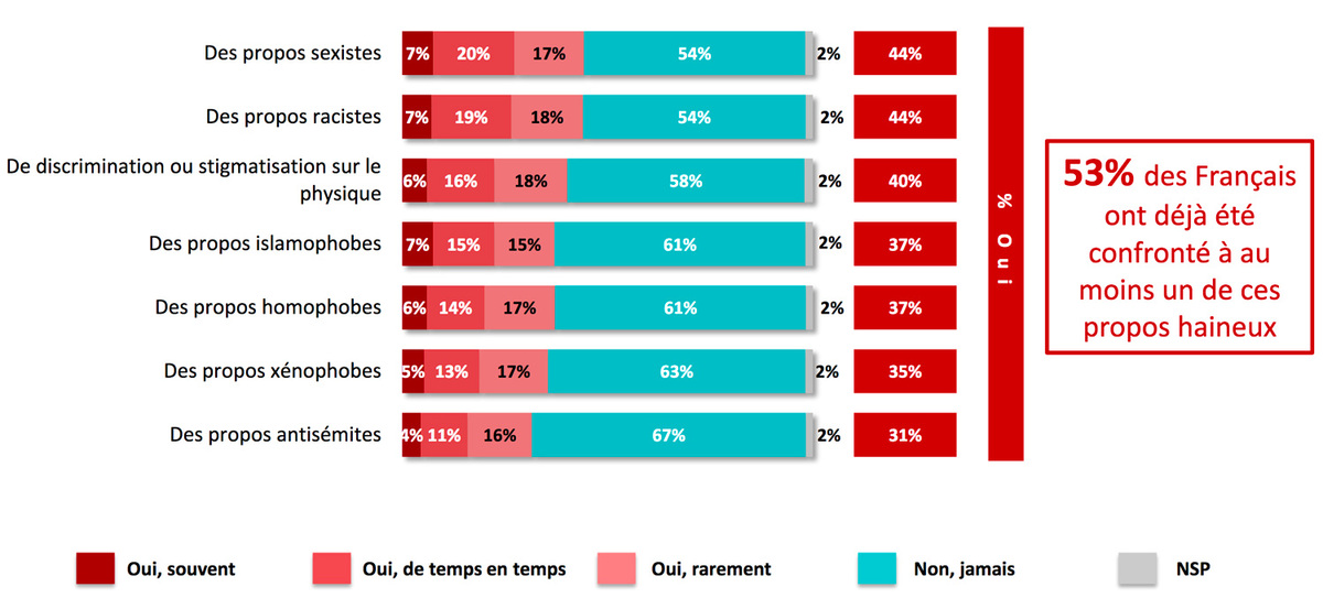 53% des français se disent victimes de propos haineux sur la toile