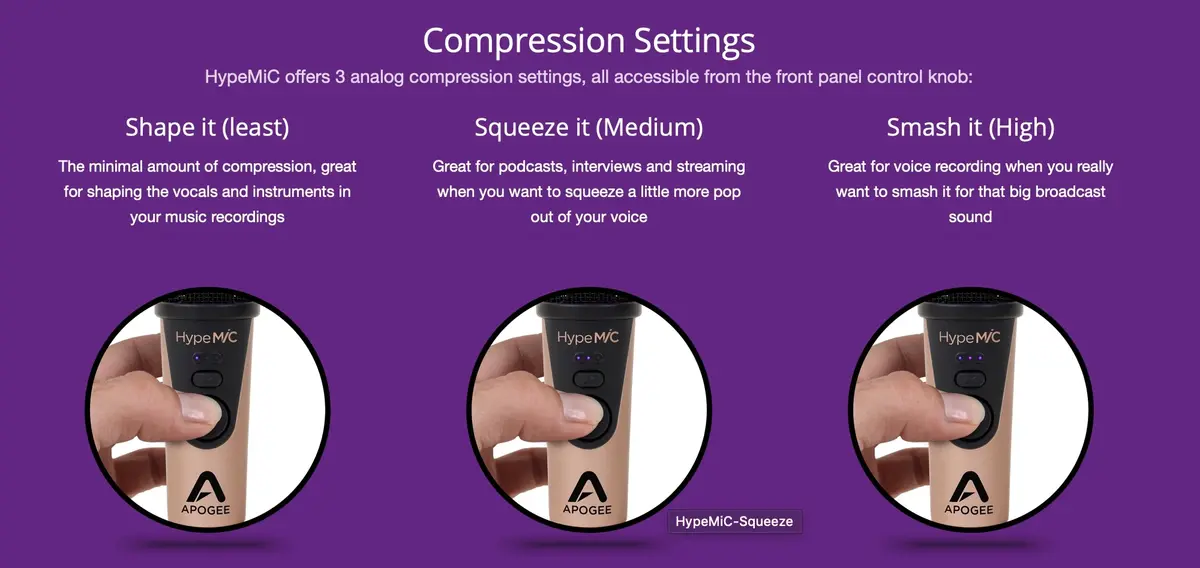 Un compresseur analogique dans un micro USB chez Apogee