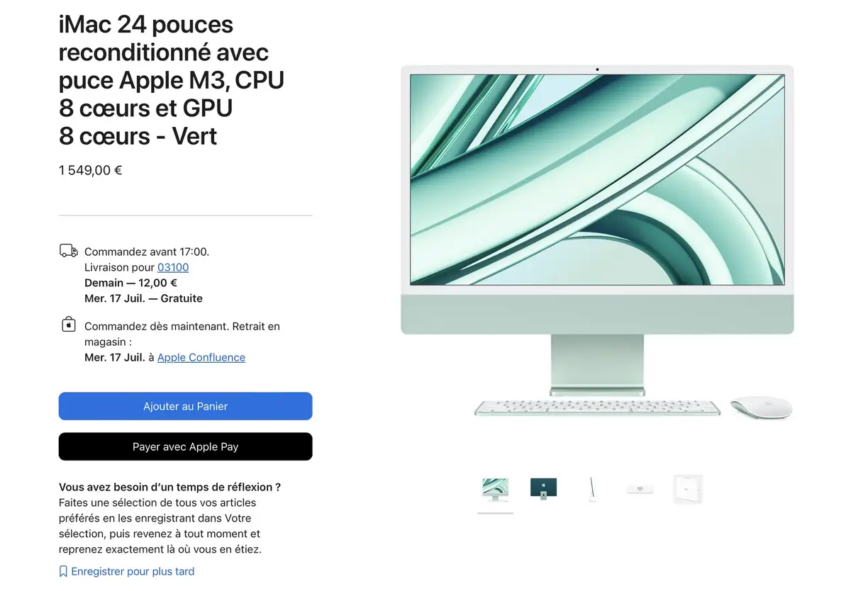 Les iMac M3 reconditionnés par Apple sont disponibles en France : jusqu'à -410€ !