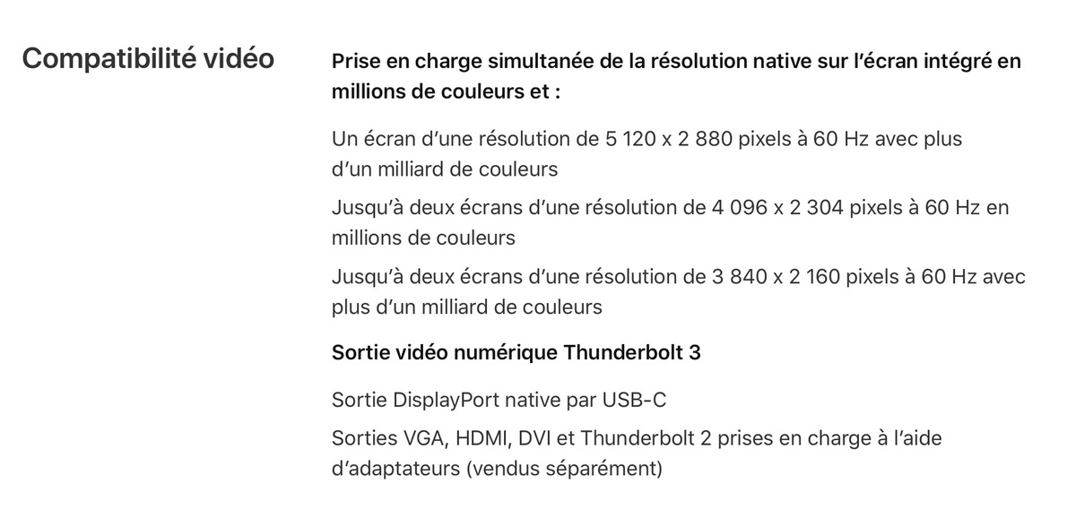 Il faudra un Mac récent pour connecter l'éventuel moniteur 6K d'Apple