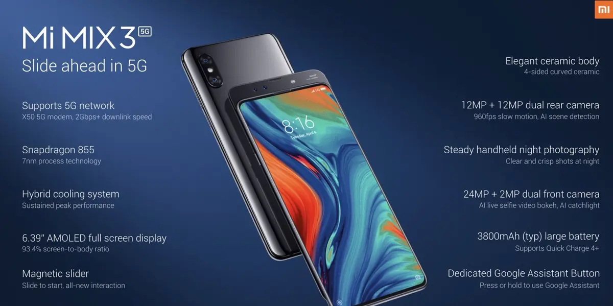 Le Xiaomi Mi Mix 3 5G en mai en France à 599€, pas de 5G Orange avant 2020 #MWC