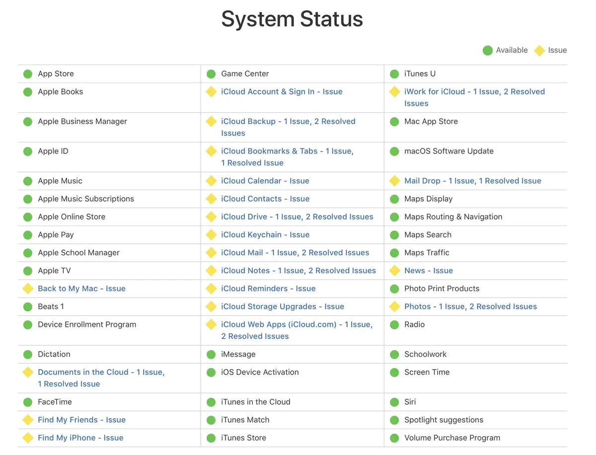 Les serveurs iCloud d'Apple battent de l'aile