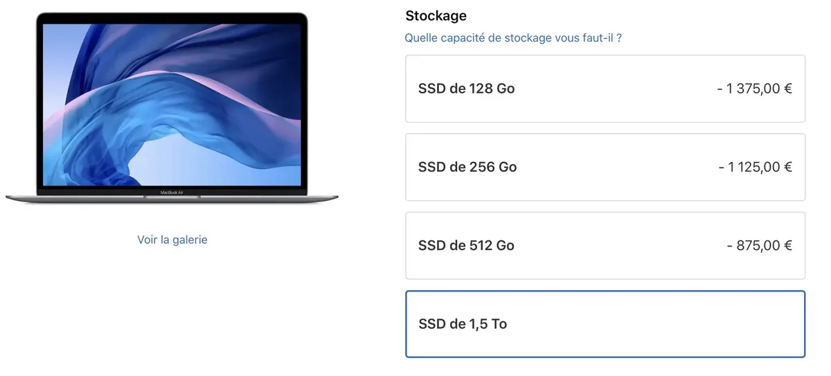 Apple : prix des options en baisse pour la RAM et le stockage