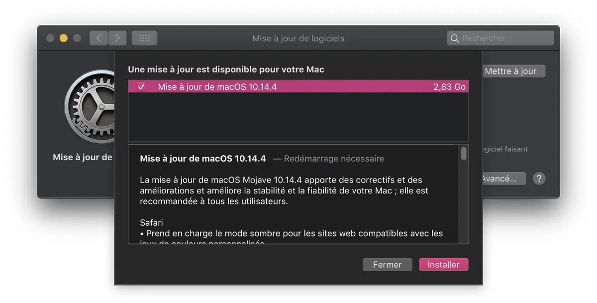 macOS 10.14.4 est disponible au téléchargement