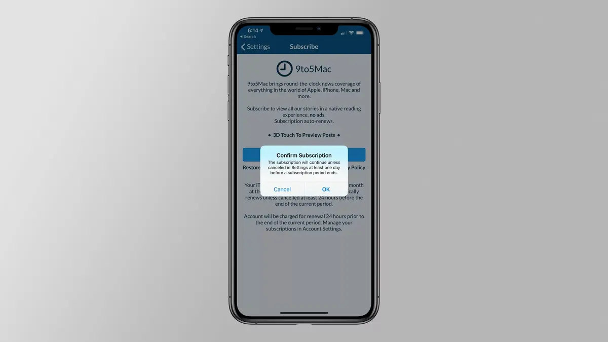 App iOS : Apple rajoute une étape de confirmation pour les abonnements