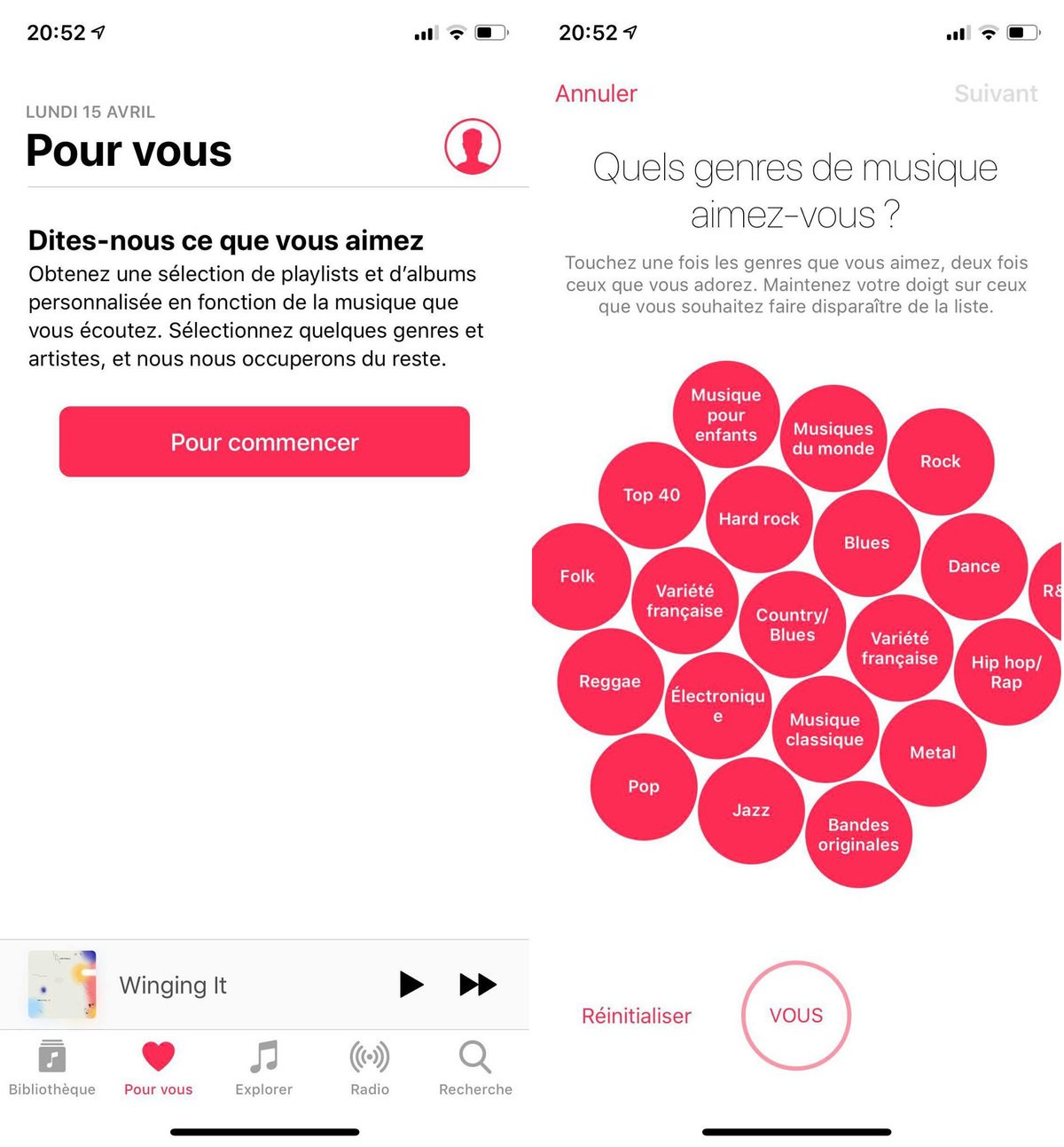 Apple Music modifie le système de suggestions, « pour vous »