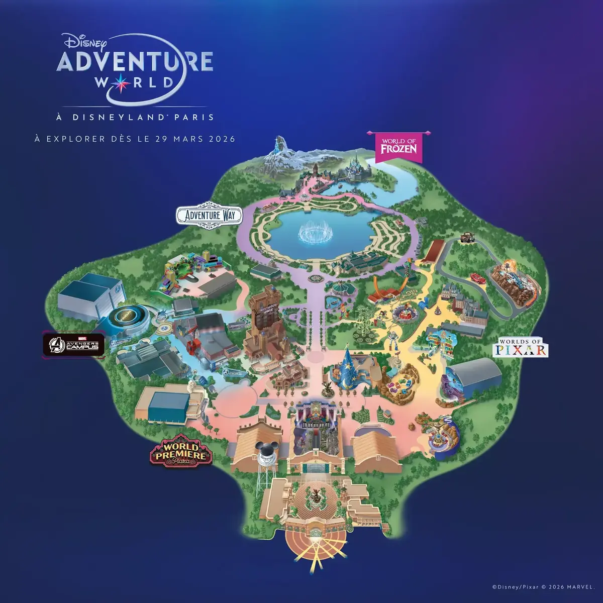 Voil&agrave; enfin le plan officiel du nouveau parc de Disneyland Paris&nbsp;: Disney Adventure World&nbsp;!
