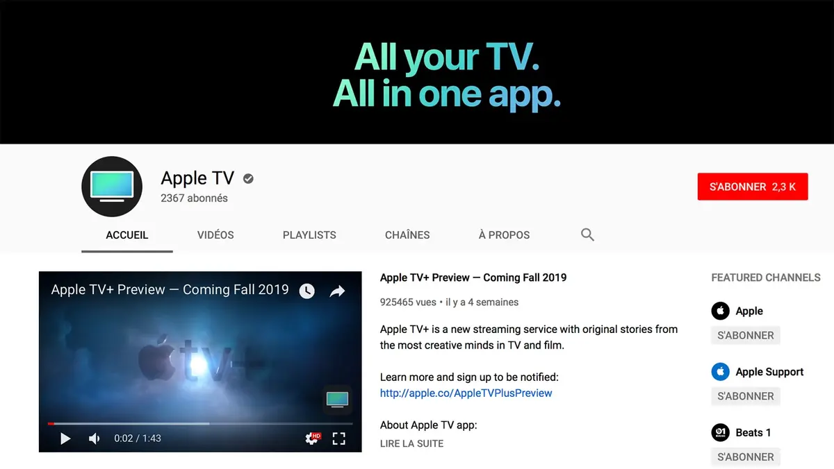 Apple lance une nouvelle chaîne YouTube dédiée à Apple TV+