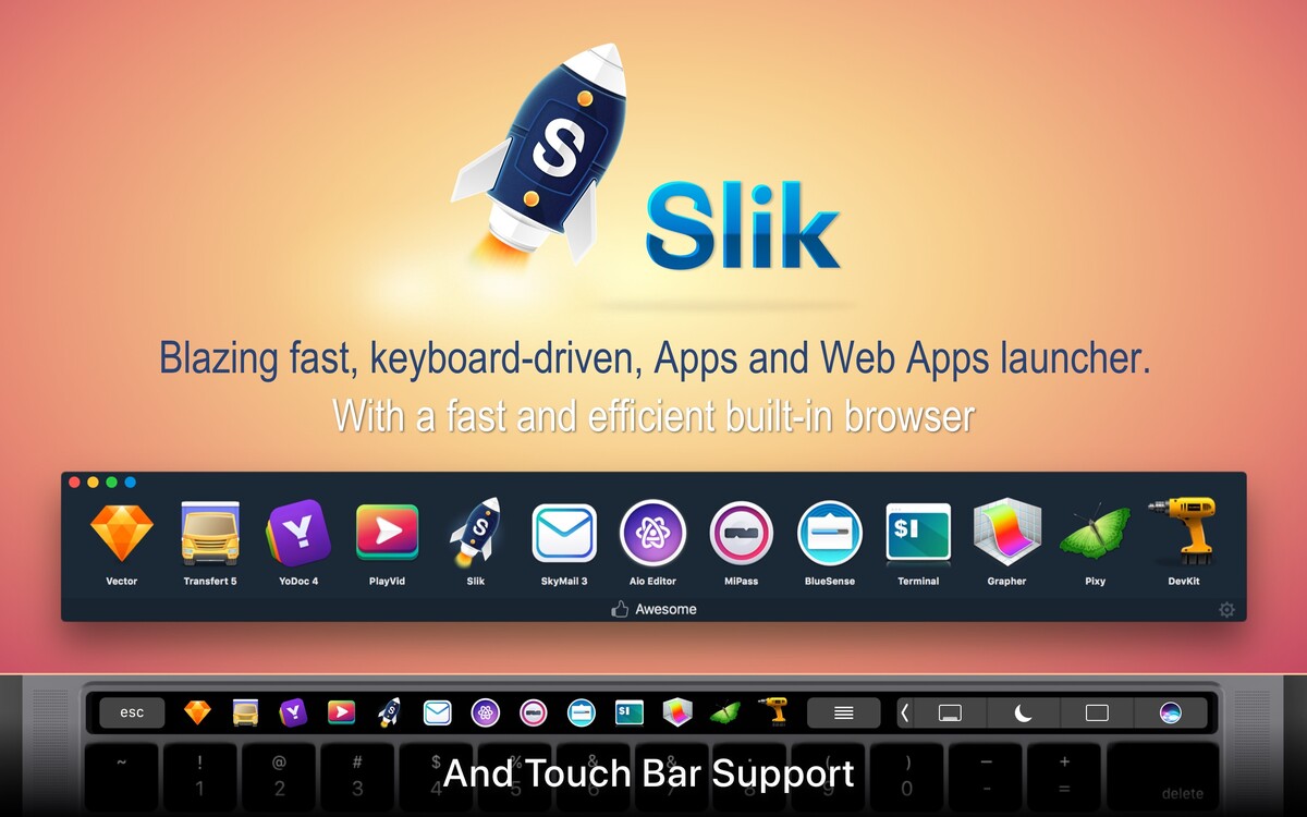 Slik : un lanceur d'application rapide pour macOS, avec gestion de la Touch Bar