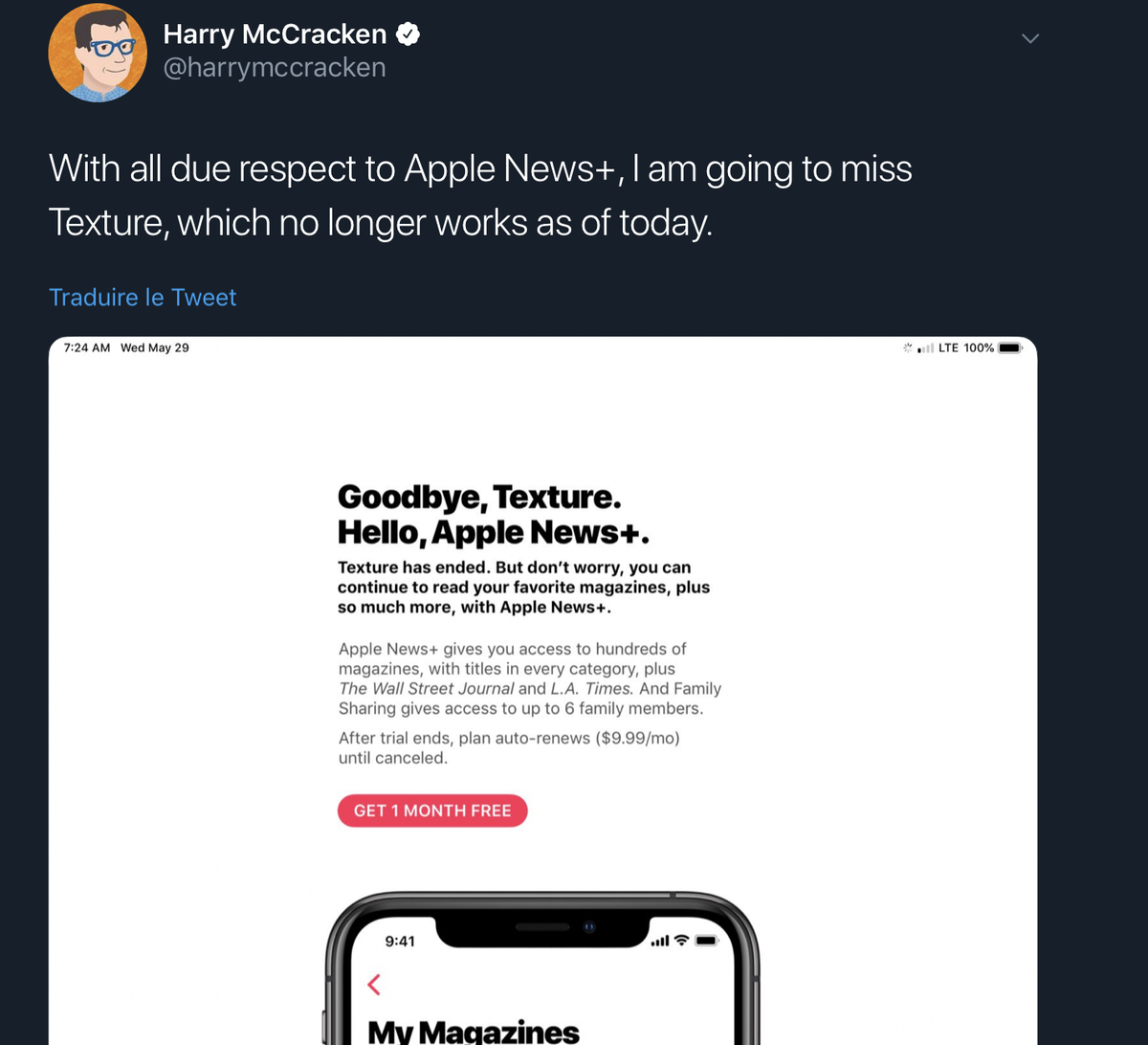 Le tweet du jour : Apple News + enterre définitivement Texture