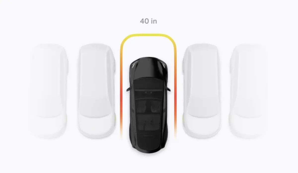 Tesla : retour des mesures de distances pour le parking, en l'absence de capteurs ultra-son