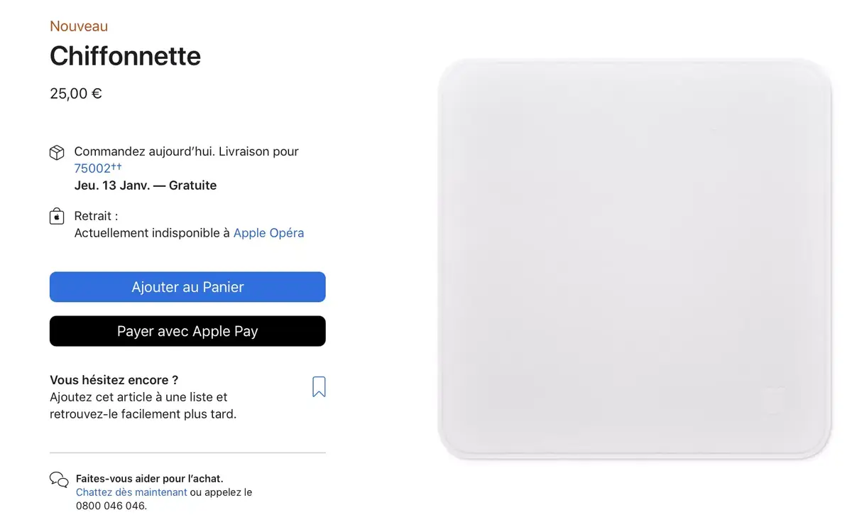 La Chiffonnette est de retour sur l'Apple Store (livrée le 13 janvier) 