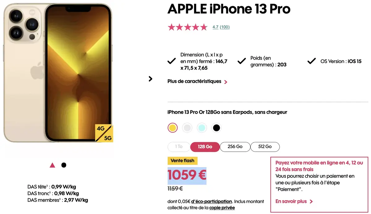 100 euros de remise sur les iPhone 13 Pro et 13 Pro Max