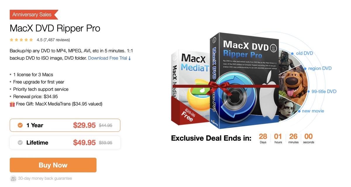 Vidéo : -40% sur MacX DVD Ripper Pro (compatible Monterey/M1), MacX MediaTrans offert !