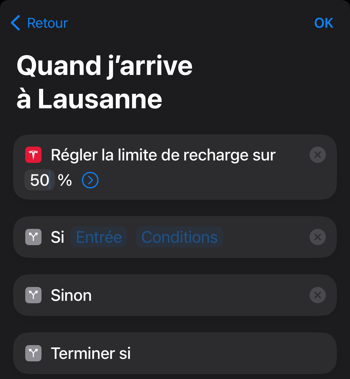 L'app Tesla gère les Raccourcis d'Apple !