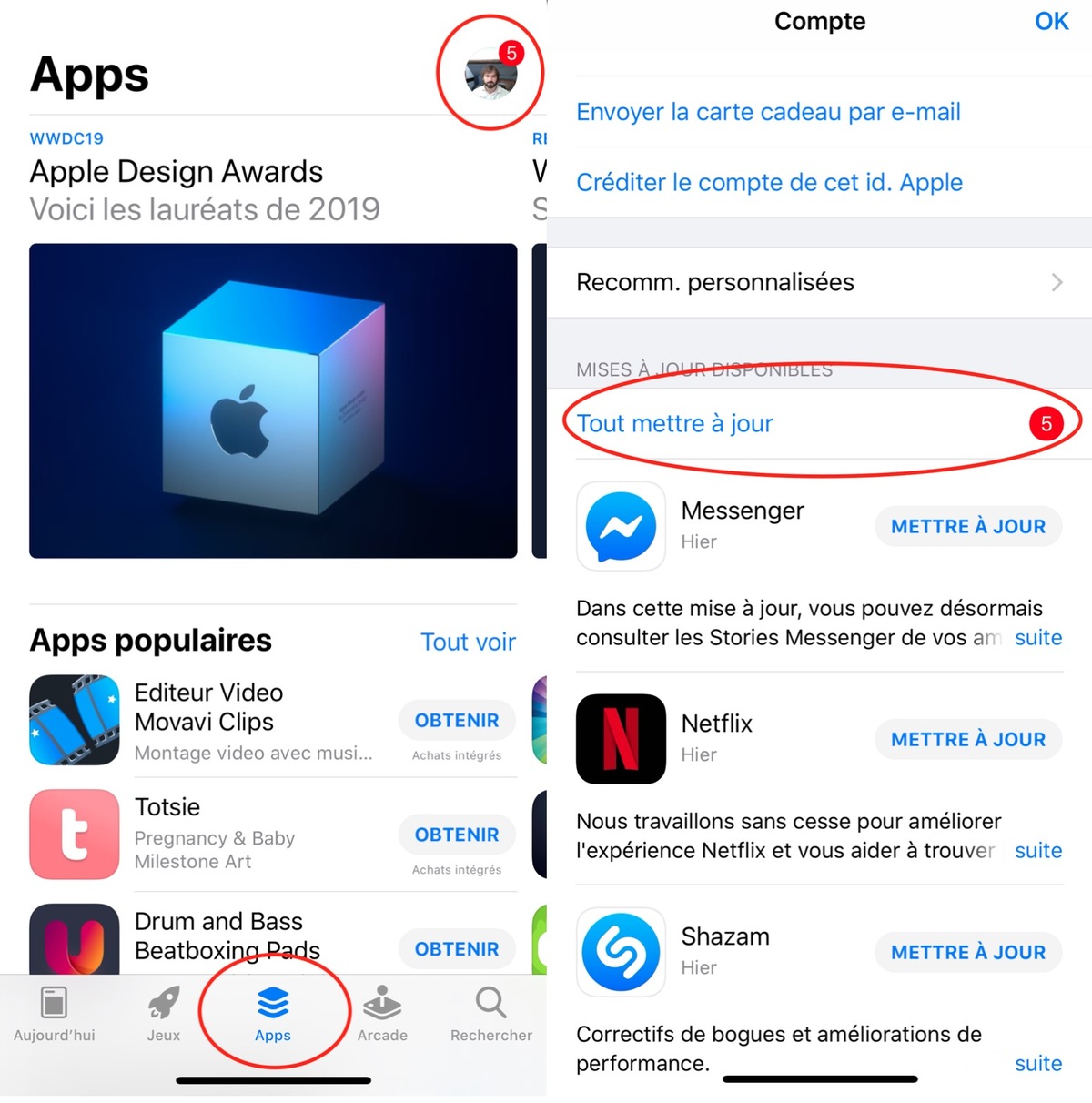 iOS 13 : changement d'interface pour la mises à jour des Apps