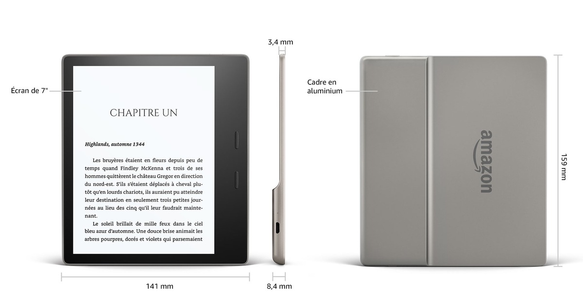 Le Kindle Oasis d'Amazon adapte la teinte de l'écran à la luminosité ambiante (249€)