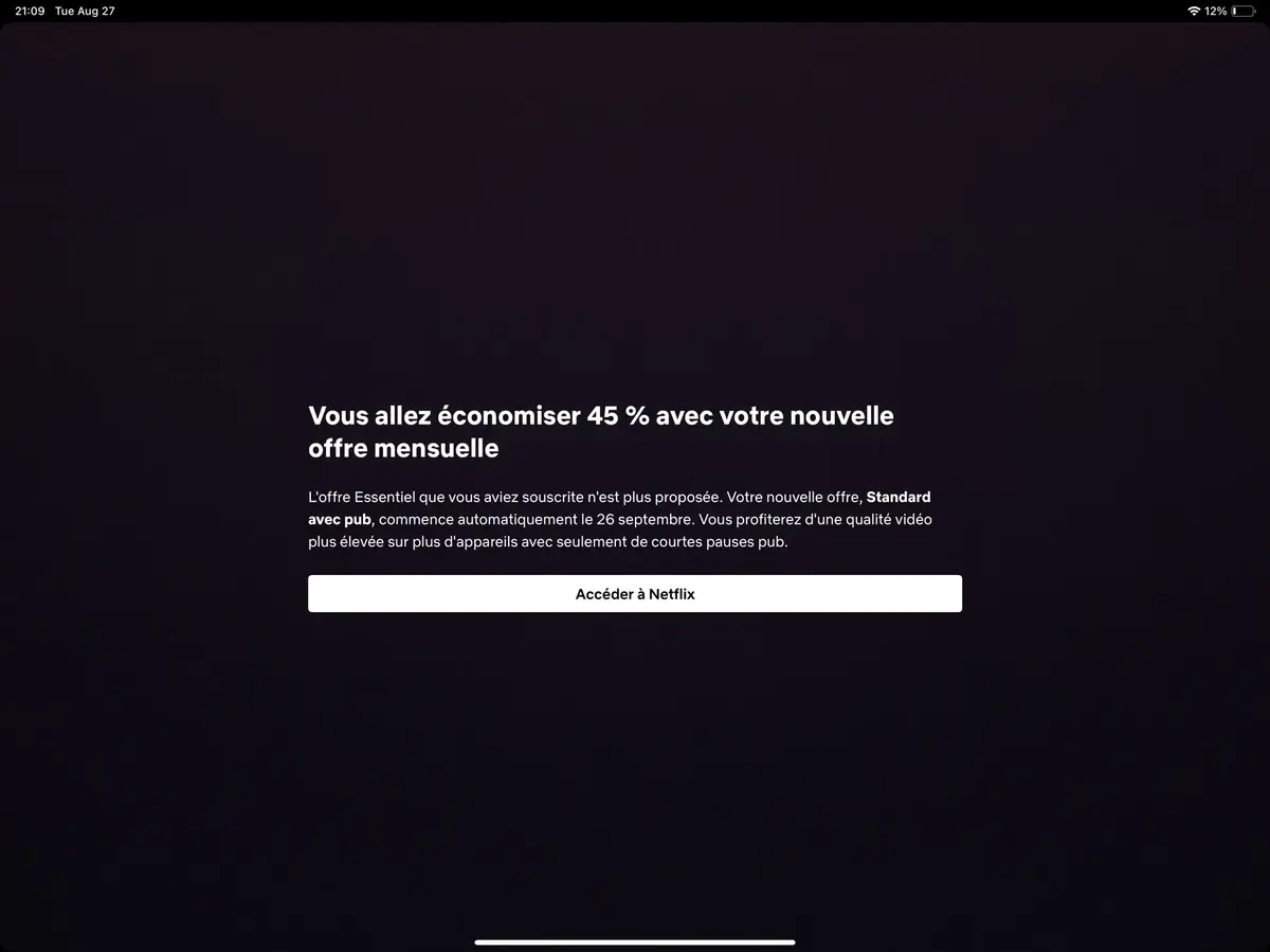 Netflix : petit rappel pour les abonnés "Essentiel sans pub"