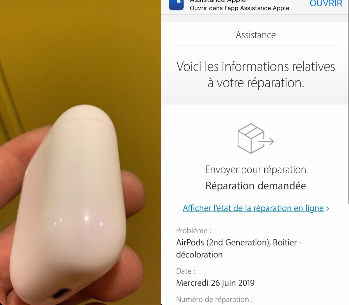 Boitier des AirPods 2 qui vire au rose : un second cas (et Apple accepte l'échange)