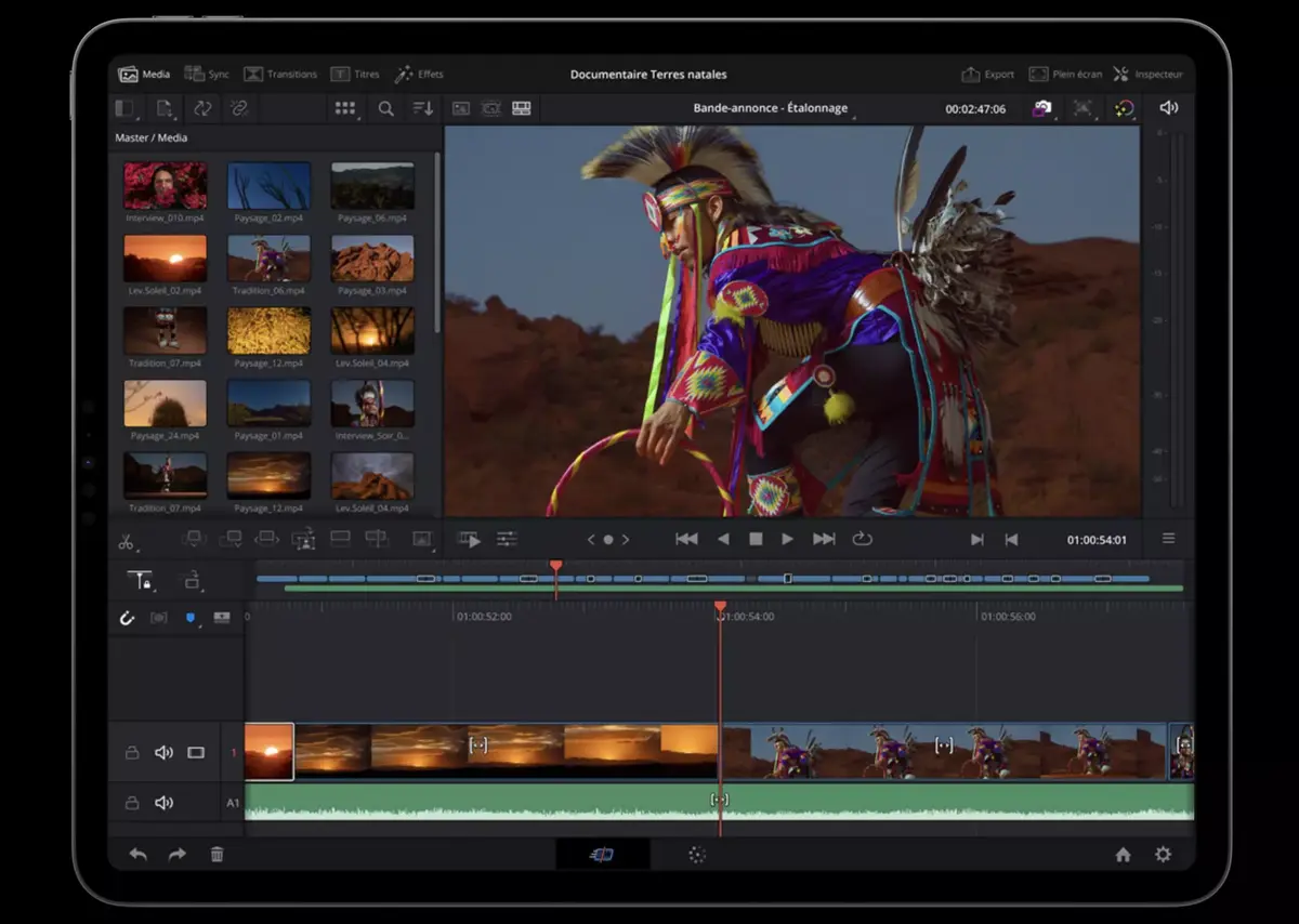 DaVinci Resolve en action sur iPad