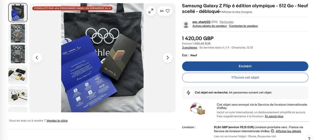 Affaire ou arnaque : des Samsung Galaxy Z Flip6 édition JO déjà sur eBay !