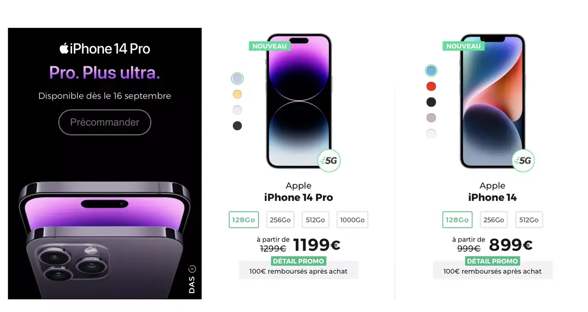 Les iPhone 14 / 14 Pro sont disponibles chez les opérateurs