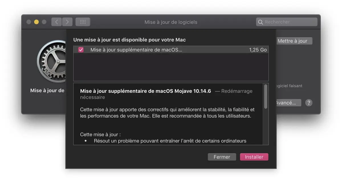 Mojave 10.14.6 (MAJ supplémentaire) corrige un vilain bug sur les portables