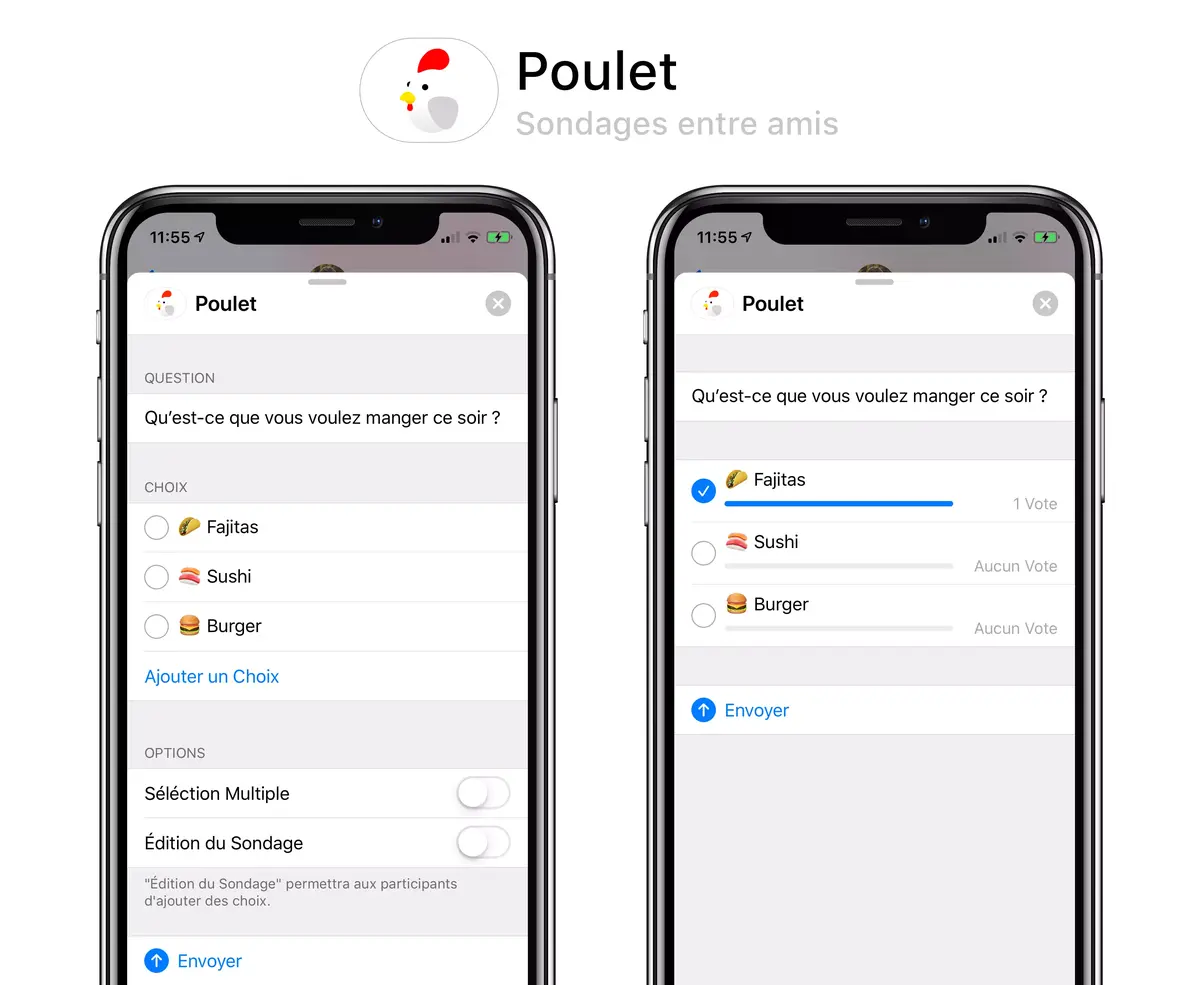 Poulet : une App iMessage pour intégrer des sondages aux conversations