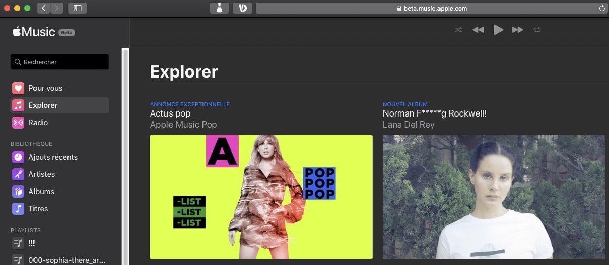 Une beta publique pour la version web d'Apple Music