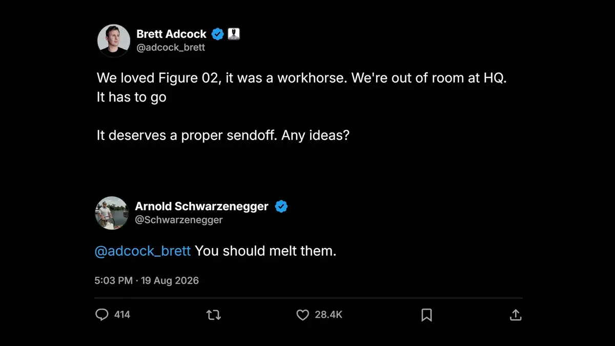 Sur les conseils d'Arnold Schwarzenegger, Figure envoie ses robots sauter dans de l'acier en fusion