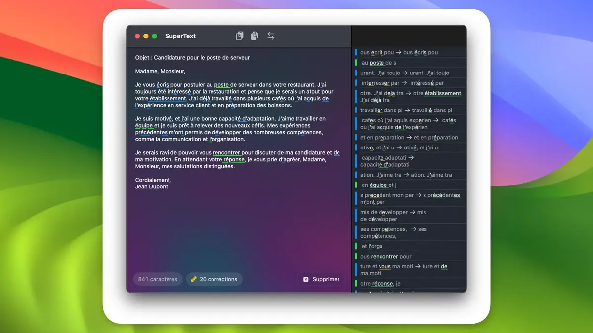Un correcteur orthographique boosté à l'IA avec SuperText