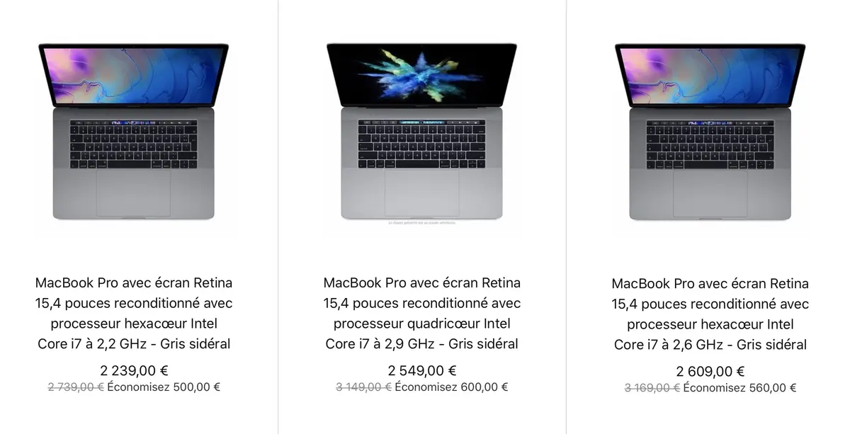 Plein de nouvelles configs de MacBook Pro 15" 2019 sur le Refurb !