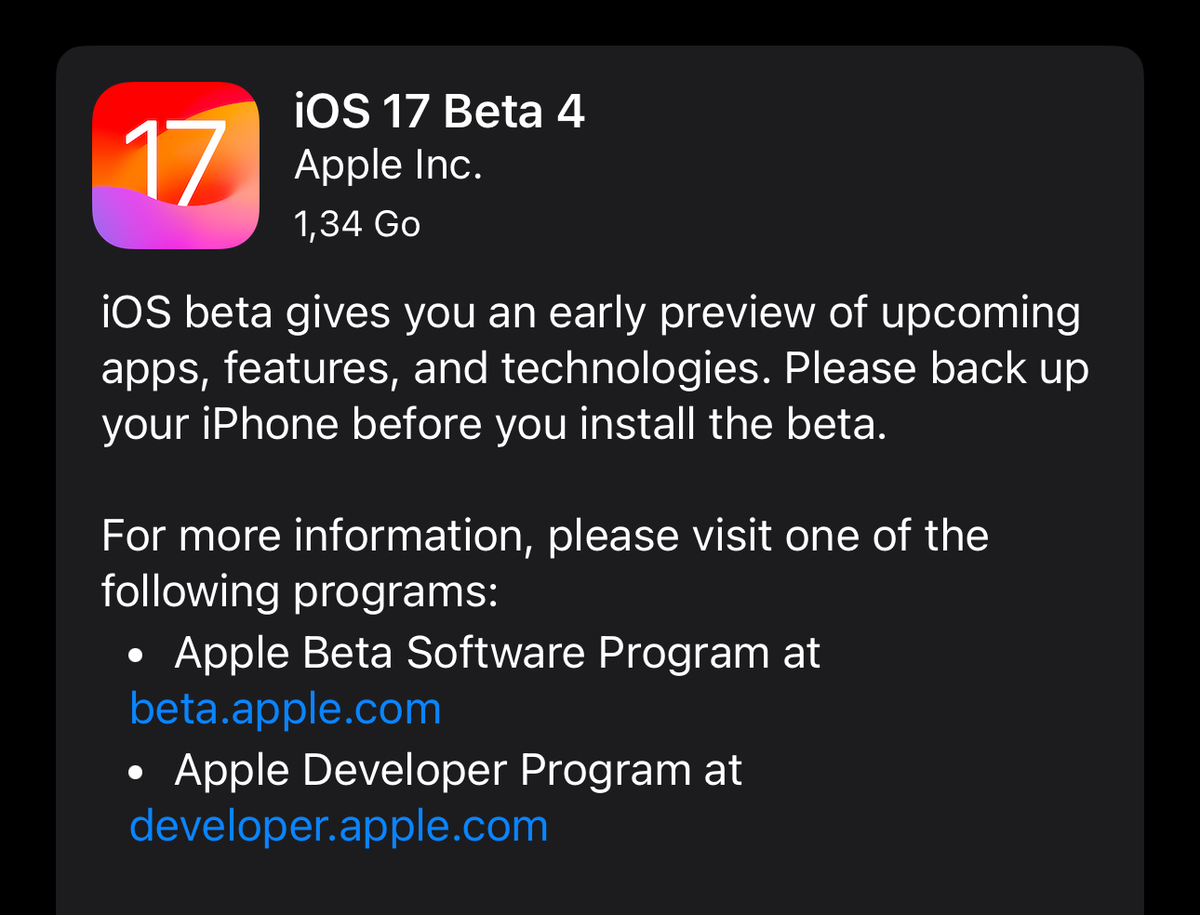 Les bêtas 4 d'iOS 17, iPadOS 17, macOS Sonoma, watchOS 10 et tvOS 17 sont dispos !