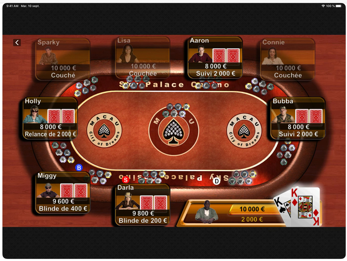 Texas Hold’em abat ses cartes sur iPad