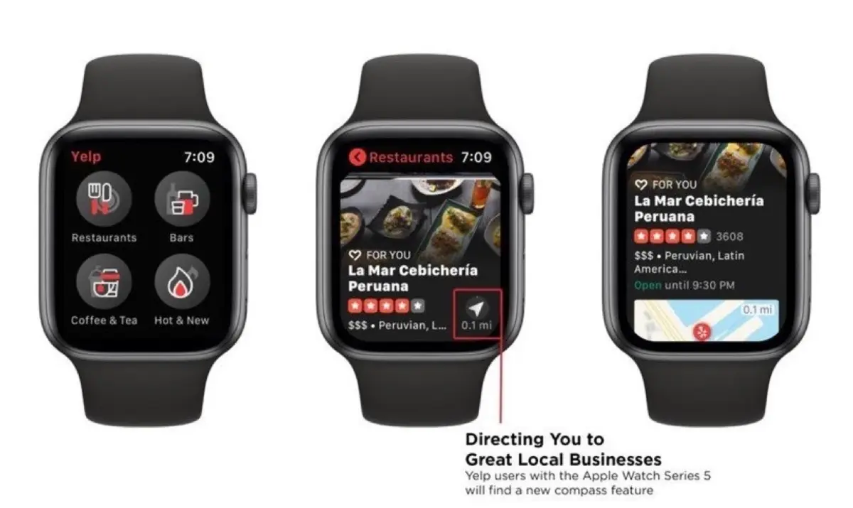 Yelp は Apple Watch Series 5 コンパスと互換性があります (ビデオ)