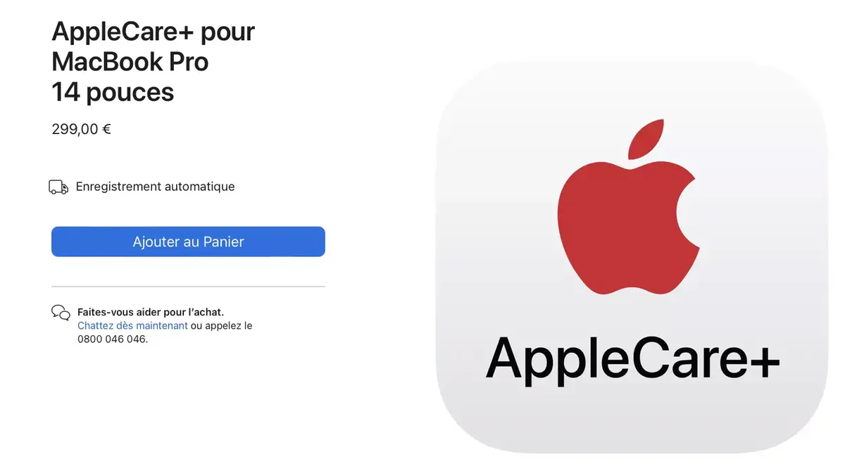 N'oubliez pas l'AppleCare + pour vos MacBook Pro 14/16" M2 et Mac mini M2