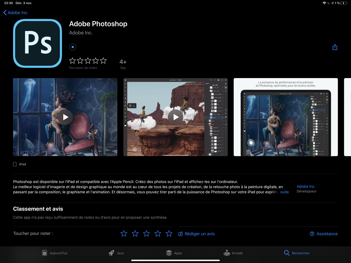 Photoshop pour iPad est disponible sur l'App Store ! (30 jours gratuits)