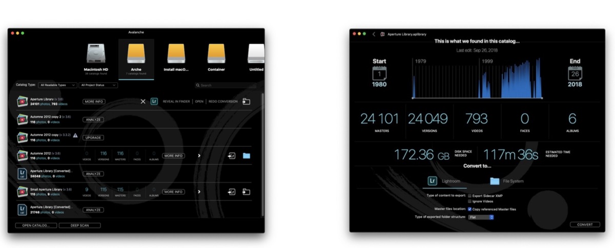 Avalanche migre parfaitement vos bibliothèques de photos (Aperture, Lightroom...)