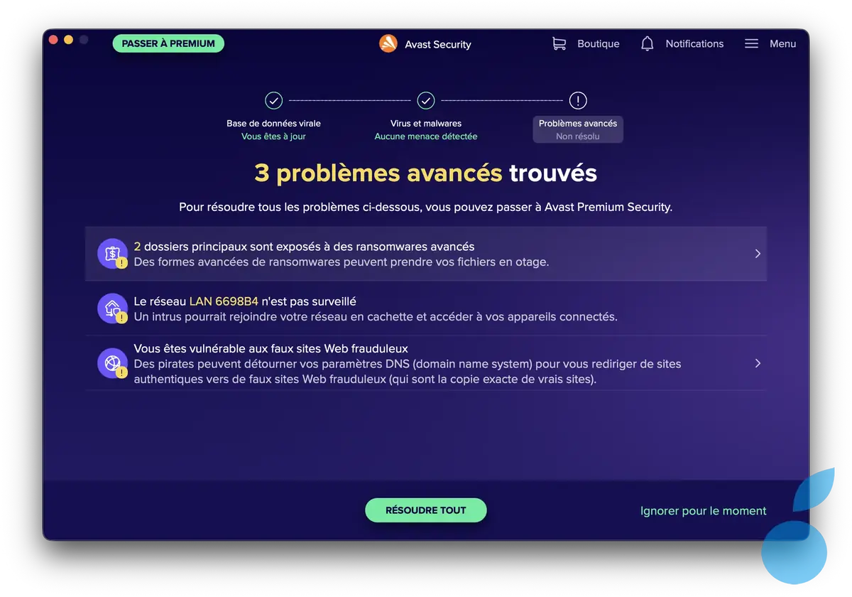 AVG antivirus gratuit pour Mac d&eacute;tection de probl&egrave;mes avanc&eacute;s