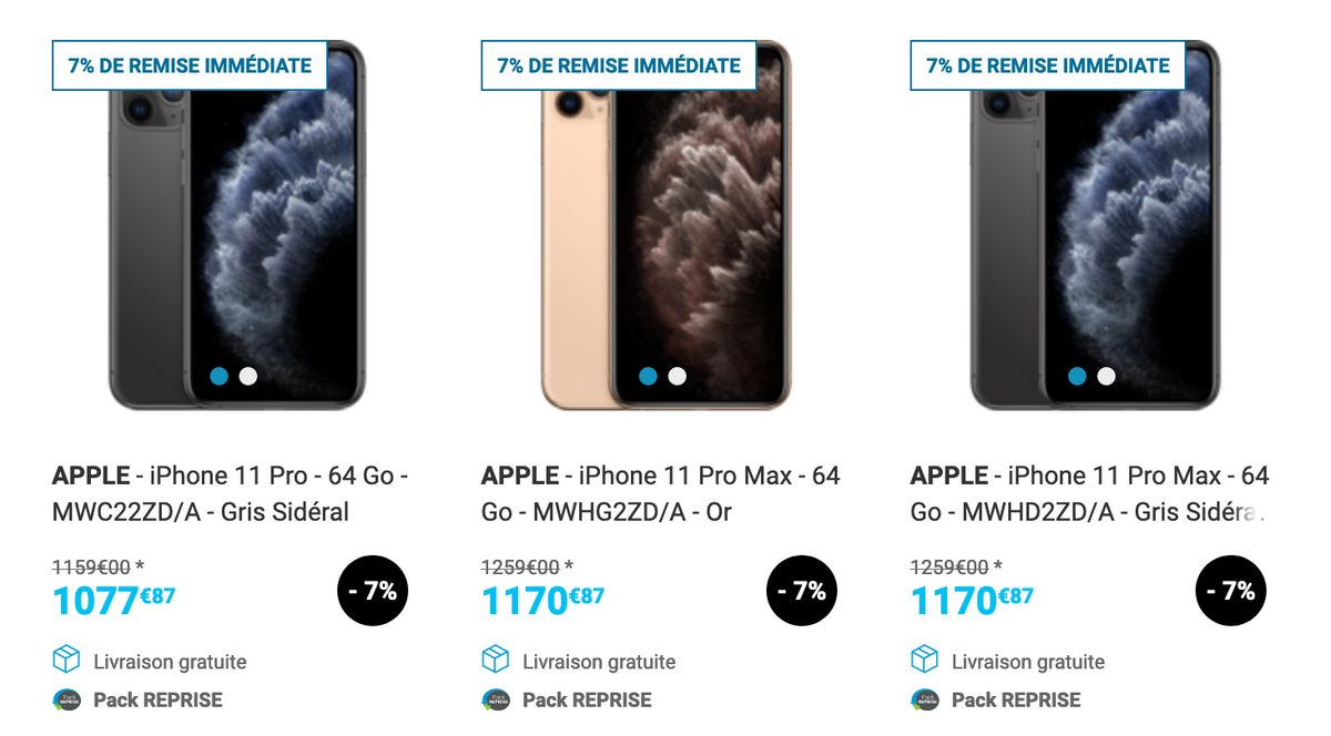 #BlackFriday : -7% sur les iPhone 11, 11 Pro et 11 Pro Max (Rue Du Commerce)