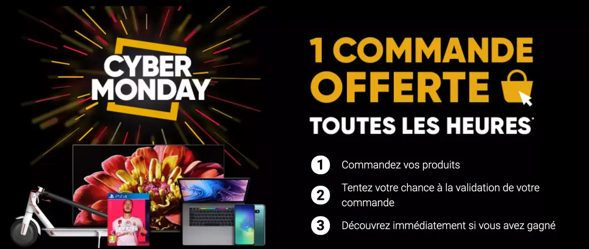 Fnac/Darty offrent un panier par heure (300€ max) pour le #CyberMonday